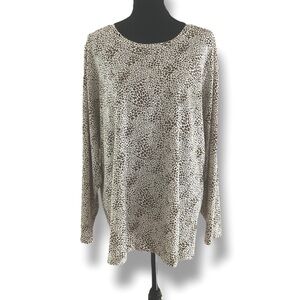 Lands’ End Leopard Print Long Sleeve Blouse